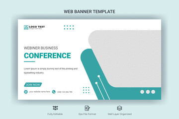 Webinar business conference & digital creative marketing web banner and youtube thumbnail template