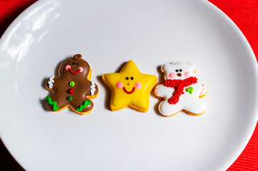 Christmas cookies on white plate