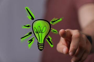 Green light bulb, eco-friendly business