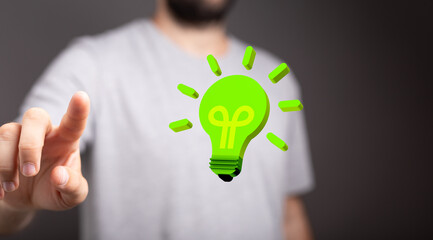 Green light bulb, eco-friendly business