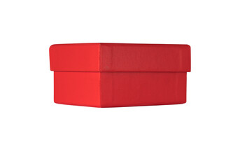 red cardboard box with closed lid isolated on white background