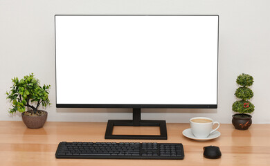 Blank screen on the desktop computer, mock up