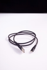 Cable connector micro-USB to USB on white background