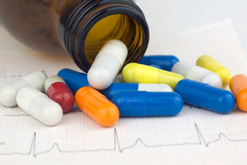 Medications and syringe a look at the world of addiction and drugs