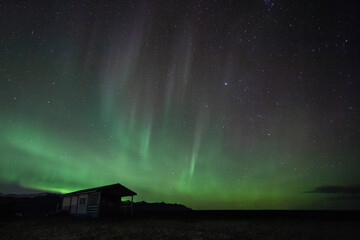 Northern lights seen near Jokulsarlon, Iceland