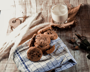 chocolate chip cookies and milk
