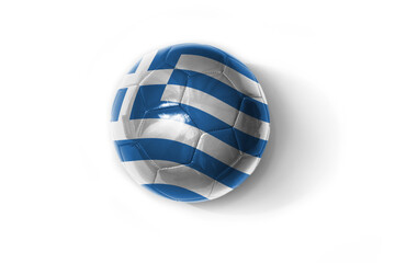 realistic football ball with colorfull national flag of greece on the white background.
