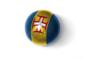 realistic football ball with colorfull national flag of madeira on the white background.