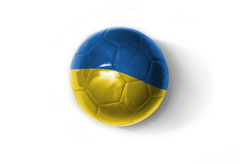 Fototapeta premium realistic football ball with colorfull national flag of ukraine on the white background.