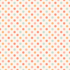 Seamless pattern in polka dot style in gentle light colors. Vector design background.