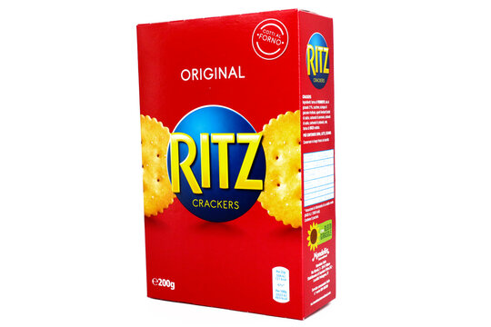Italy – November 10, 2021: RITZ Crackers. Ritz is a brand introduced by Nabisco in 1934 and owned by Mondelez International