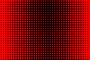 trame de ronds rouges grossissants du centre vers l'extérieur sur fond noir