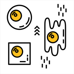 Fried eggs, delicious breakfast, stickers.