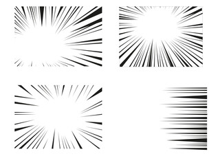 Fototapeta premium Manga effect, line of movement. Black and white retro illustration.