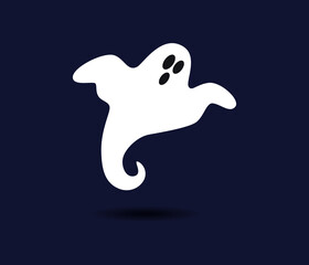 Cute ghost icon isolated on dark background. Halloween symbol. Spooky logo. Vector illustration EPS10