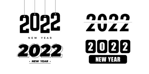 2022 new year logo text design set. 2022 number design template. Calendar simple icon. Modern abstract banner. Vector graphic illustartiom isolated on white background