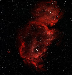 Soul Nebula, emission nebula in Cassiopeia in dark black space