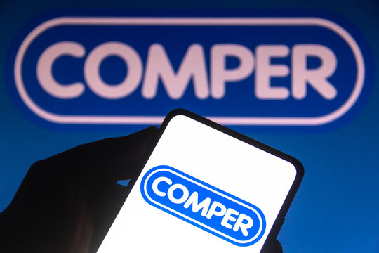 October 30, 2021, Brazil. In this photo illustration the supermarket Comper logo seen displayed on a smartphone.