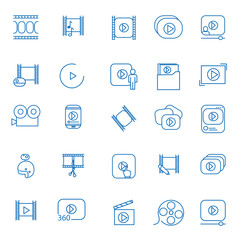 Video icon thin line set isolated on white background. Trendy video icon in flat style. Template for app, ui and logo. Simple icon video for your web site. Modern concept video icon, EPS 10
