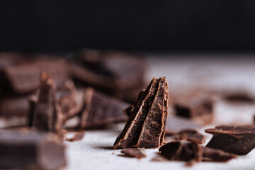 Chocolate crumbs in a close up shot