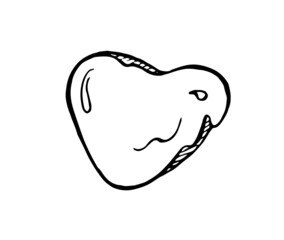 Hand drawn cookies in the shape of a heart in doodle styke isolated on white background
