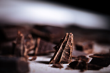 Chocolate crumbs in a close up shot