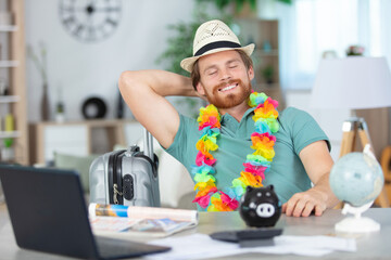 travel and vacation concept adult man planning his summer holidays