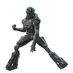 astronaut mech in exo suit exploring arround