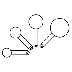Kitchen tools cutlery set of four measuring spoons outline simple minimalistic flat design vector icons illustration isolated on white background