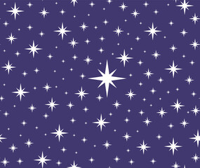 Abstract decorative vector seamless pattern with cute handwritten constellations and stars, blue colors