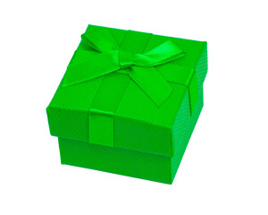 Green gift box christmas isolated on the white background