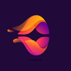 Abstract sphere logo with waves and splashes. Modern Yin Yang symbol.