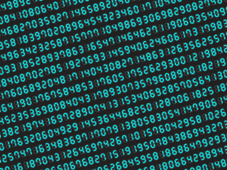 デジタル数字ランダムパターン背景【斜め/シアン】