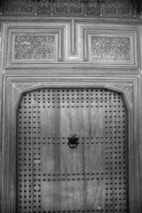The traditional and handcrafted door in Morocco in black and white