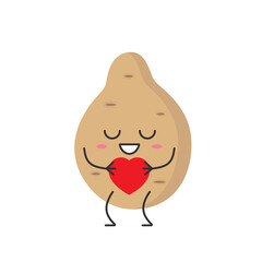 Potato cute character cartoon love sign heart favorite emotions happy smiling face icon beautiful vector illustration.