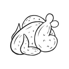 Thanksgiving roast chicken vector illustration for coloring.