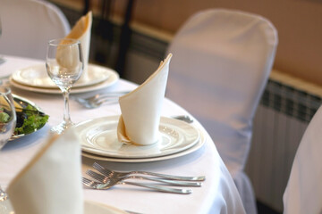 Table set for festive occasion. Selective focus.