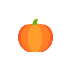 pumpkin vector sign, isolated object. Orange pumpkin logo in flat style. Organic Food.Healthy Vegetable.Autumn Harvest