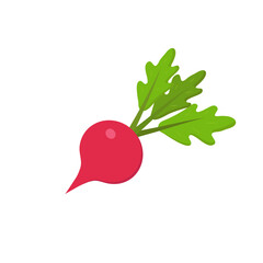 vector sign of red radish, isolated object. Radish logo in flat style. Organic Food.Healthy Vegetable.Autumn Harvest