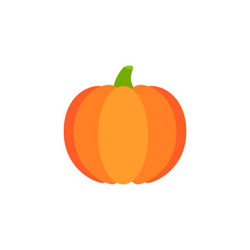 pumpkin vector sign, isolated object. Orange pumpkin logo in flat style. Organic Food.Healthy Vegetable.Autumn Harvest