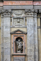 Baroque church of Sant'Alessandro in Zebedia (Chiesa di Sant'Alessandro in Zebedia) was created at the beginning of the seventeenth century as part of the adjacent Barnabite College. Milan, Italy.