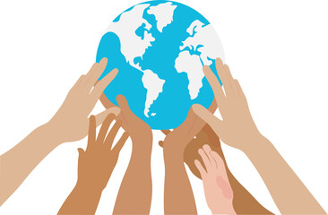 medio ambiente. cuidar el planeta. el mundo sostenido por tus manos. fondo transparente © VERNICA