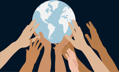 medio ambiente. mundo sostenido por tus manos. ayuda al planeta © VERNICA