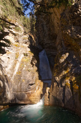 A Waterfall within the Shade at Johnston Canyon