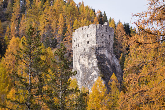 The ancient fort Castello di Andraz near Passo Falzarego in the italian alps