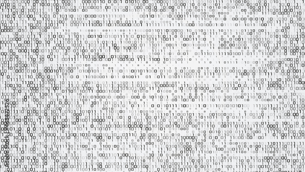 Wall mural A stream of binary matrix code on the screen. numbers of the computer matrix. - Wall murals