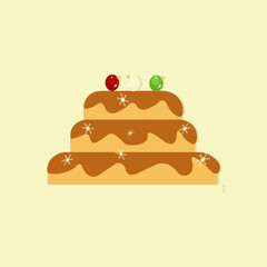 Vector illustration  . New Year's cake. Dessert .