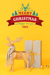 Creative greeting card for Merry Christmas and Happy New Year celebration