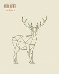 Polygon deer. Low poly animal. Geometric logo icon. Origami style