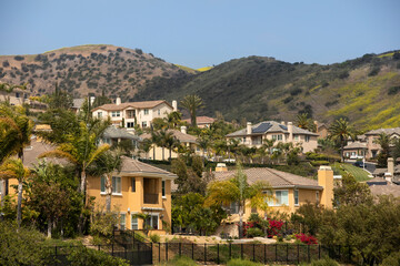 Fototapeta na wymiar Daytime view of a neighborhood in Yorba Linda, California, USA.